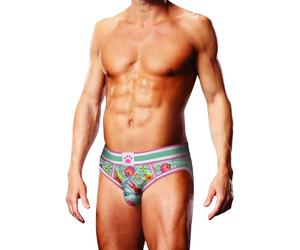 Prowler Swimming Print Backless Brief Green Pink, S