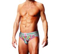 Prowler Swimming Print Brief Green Pink, S