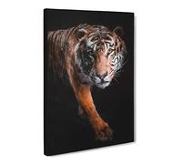 Prowling Tiger Canvas Print | Gallery Wrapped 30mm Frame Wall Art | 20x14 inches | Ready to Hang | Modern Animals Picture | Living Room Bedroom Lounge Office