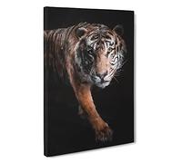Prowling Tiger Canvas Print | Gallery Wrapped 30mm Frame Wall Art | 30x20 inches | Ready to Hang | Modern Animals Picture | Living Room Bedroom Lounge Office