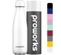 Proworks Performance Stainless Steel Sports Water Bottle | Double Insulated Vacuum Flask for 12 Hours Hot & 24 Hours Cold Drinks - Great for Home, Work, Gym & Travel - 1 Litre - BPA Free - All White