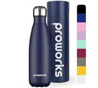 Proworks Performance Stainless Steel Sports Water Bottle | Double Insulated Vacuum Flask for 12 Hours Hot & 24 Hours Cold Drinks - Great for Home, Work, Gym & Travel - 500ml - BPA Free - Navy Blue