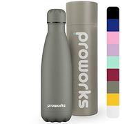 Proworks Performance Stainless Steel Sports Water Bottle | Double Insulated Vacuum Flask for 12 Hours Hot & 24 Hours Cold Drinks - For Home, Work, Gym & Travel - 500ml - BPA Free - Gravity Grey