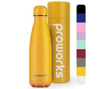 Proworks Performance Stainless Steel Sports Water Bottle | Double Insulated Vacuum Flask for 12 Hours Hot & 24 Hours Cold Drinks - Great for Home, Work, Gym & Travel - 1L - BPA Free - Mellow Yellow