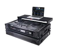 ProX XS-DDJFLX10WLTBL ATA Flight Style Road Case For Pioneer DDJ-FLX10 DJ Controller with Laptop Shelf 1U Rack Space Wheels and LED Black Finish