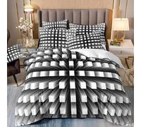 Proxiceen Geometric Modern Abstract Art Bedroom Decoration Bed Linen, Suitable for Boys and Girls Visual Abstraction, 200 x 200 cm Optical Illusion Duvet Cover and 2 Pillowcases
