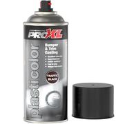 PROXL Plasticolour Black Aerosol - 400 ml | Durable Bumper & Trim Coating | Adheres to Plastic Substrates | Fast Drying & Easy Blend | Suitable for Interior & Exterior Use | Vari-Nozzle Included