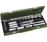 Proxxon 23000 Socket Set, Silver/Green, 1/2-Inch, Set of 29 Pieces