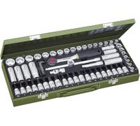 Proxxon 23112 Super Compact Socket Wrench Set with 10 mm (3/8 Inch) Reversible Ratchet 65-Piece Tool Set in Steel Box