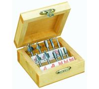 Proxxon 29020 Router Bit Set, 10 pcs, in Wooden Box, Silver