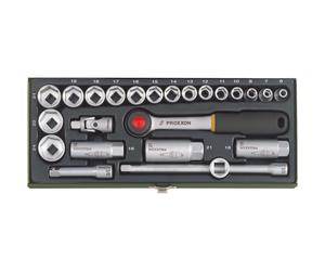 Proxxon Industrial 23110 Compact Set - 3/8'' Ratchet 6 - 24mm Sockets - 24 Piece