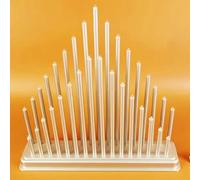 Proyatech Silver Candle Bridge Tower Christmas Decoration, Battery Operated with Timer, 17 Warm White LED Window Light