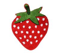 Prozebii Cute Strawberry Bath Mat, Fruit Decor Door Mat Bathroom Area Rug Non-Slip Soft & Absorbent Plush Coral Fabric Toilet Bathtub Bathmat Washable 70 x 55cm