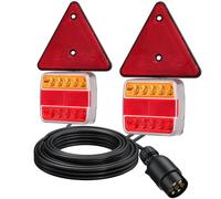 PROZOR 18 LEDs Trailer Lights 7 Pins with Triangular Reflector Design Magnetic Rear Tail Lights IP65 Waterproof with 7.5m/24.6ft Cable Brake Light for 12V Truck Van Lamp Trailer
