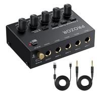 PROZOR 4-Channel Compact Audio Mixer - 6.35mm Audio Stereo Mixer with Independent Volume Control Dual Mono/Stereo Modes, Ultra-Low Noise, Type-C Powered Metal Shell for Studio Guitar Keyboard Mic