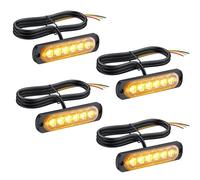 PROZOR 4PCS 6LEDs Strobe Flashing Lights - Beacon Lights with 18 Flash Modes IP65 Waterproof Emergency Warning Strobe Light for 12V / 24V Car Vehicle Trucks Boat Vehicles