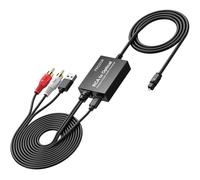 PROZOR Analog to Digital Audio Converter - RCA to Optical Converter Cable Analogue RCA Signals Into Toslink SPDIF Optical Digital Signals with Optic Cable for Turntable CD Player DVD to Soundbar