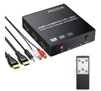 PROZOR HDMI 2.0 Audio Extractor 3x1 HDMI Switch Converter 4K/60Hz | Supports 3.5mm AUX and Optical Audio Output with IR Remote, 3D Compatible for Blu-ray, DVD, PS4 and TV