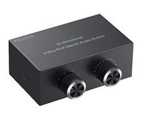 PROZOR RCA Audio Switcher 4(1)-In-1(4)-Out with Volume Control and Selection Button 4 Way Bi-Directional Switcher Gold-Plated Interface Speaker Switch Box with 1.5m/4.9ft RCA Cable for Speaker DVD