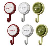 Prozwee 6 Pack 360° Rotating Self Adhesive Hooks - Colourful Waterproof Stick-On Wall Hooks, Bright Dopamine-Inspired Design for Kitchen, Bathroom or Bedroom