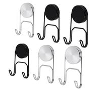 Prozwee 6Pcs Large Rotating Magnetic Hooks - Dual Hooks, Heavy Duty 60+lb Pull Strength, Black & Silver - Ideal for Cruise Cabins, Fridge, Van, BBQ Grill & Any Magnetic Surface