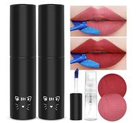 Prreal 2 Pack Lip Tint, Peel Off & Tattoo Coloured Lip Gloss, Long Lasting Liquid Lipstick with Empty Spray Bottle, Non-Stick Cup Lip Makeup for Women Girls(01+03)