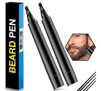 Prreal 2Pcs Black Beard Pen, Natural Beard Filler For men, Waterproof & Sweatproof Beard Pencil, Long-Lasting Beard Filling Pen To Fill, Define & Sharpen Hair, Beard & eyebrow Colour#Black