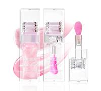 Prreal 2PCS Color Changing Lip Oil, Shimmer Lip Glow Oil with Big Brush, Hydrating Temperature Color Change Lip Gloss Lip Balm, Long-Lasting Lip Oil Tinted for Lip Care(01+02)