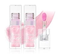 Prreal 2PCS Color Changing Lip Oil, Shimmer Lip Glow Oil with Big Brush, Hydrating Temperature Color Change Lip Gloss Lip Balm, Long-Lasting Lip Oil Tinted for Lip Care