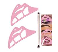 Prreal 2Pcs Eyetour Eyeshadow Tool, Reusable Eyeshadow Stencil for Smoky Eye Shadow, Silicone Eyeliner Stencil Eye Makeup Aid, Face Makeup Stencils Set with Brush- Pink