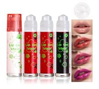 Prreal 4PCS Roll-On Lip Tint Stain Set, Highly Pigmented Lip Stain Lip Gloss, Multi-Function Lip Tint Blush Eyeshadow Lip Stains, Long-Lasting Moisturizing Lipstain with Clear Lip Oil (Set B)