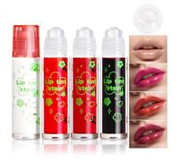 Prreal 4PCS Roll-On Lip Tint Stain Set, Highly Pigmented Lip Stain Lip Gloss, Multi-Function Lip Tint Blush Eyeshadow Lip Stains, Long-Lasting Moisturizing Lipstain with Clear Lip Oil (Set A)