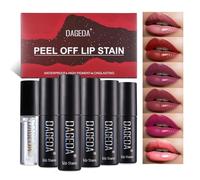 Prreal 5 Colors Peel Off Lip Stain Set,Tattoo Lip Stain Tint with Moisturizing Lip Oil, Highly Pigmented,Waterproof Long-lasting Peel Off Lip Liner Stain,Matte Finish Lip Makeup