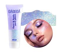 Prreal Body Glitter Gel 50ml, Face Glitters Body Gel Sequins Shimmer Liquid Eyeshadow, Chunky Glitter for Face Hair Nails, Holographic Cosmetic Laser Powder Festival Glitter Makeup#Phantom Blue