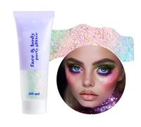 Prreal Body Glitter Gel 50ml, Face Glitters Body Gel Sequins Shimmer Liquid Eyeshadow, Chunky Glitter for Face Hair Nails, Holographic Cosmetic Laser Powder Festival Glitter Makeup#Phantom Pink