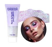 Prreal Body Glitter Gel 50ml, Face Glitters Body Gel Sequins Shimmer Liquid Eyeshadow, Chunky Glitter for Face Hair Nails, Holographic Cosmetic Laser Powder Festival Glitter Makeup#14 Pink