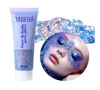 Prreal Body Glitter Gel 50ml, Face Glitters Body Gel Sequins Shimmer Liquid Eyeshadow, Chunky Glitter for Face Hair Nails, Holographic Cosmetic Laser Powder Festival Glitter Makeup#Blue Purple