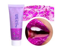 Prreal Body Glitter Gel 50ml, Face Glitters Body Gel Sequins Shimmer Liquid Eyeshadow, Chunky Glitter for Face Hair Nails, Holographic Cosmetic Laser Powder Festival Glitter Makeup#Fuchsia