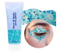 Prreal Body Glitter Gel 50ml, Face Glitters Body Gel Sequins Shimmer Liquid Eyeshadow, Chunky Glitter for Face Hair Nails, Holographic Cosmetic Laser Powder Festival Glitter Makeup#Lake Blue