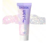 Prreal Body Glitter Gel, Holographic Face Glitter Rave Party Accessories, Chunky Glitters for Hair Eyes Nails, Cosmetic Laser Powder Festival Sequins Paint Makeup, #20 Light-Reactive to Pink