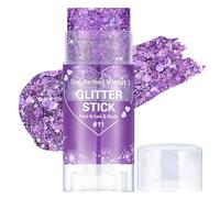 Prreal Body Glitter,Mermaid Sequins Glitter Stick Face Sparkling,Chunky Holographic Hair Glitters, Lips Nails Festival Rave Halloween Makeup, 11 Deep Purple