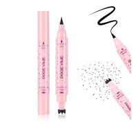 Prreal Eyeliner Freckle Pen, 2 in 1 Dark Brown Freckle Stamp and Black Liquid Eyeliner, Waterproof, Natural Lifelike Freckles Makeup, Soft Sopt Pen Magic Fake Freckles, 03