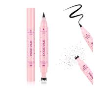Prreal Eyeliner Freckle Pen, 2 in 1 Medium Freckle Stamp and Black Liquid Eyeliner, Waterproof, Natural Lifelike Freckles Makeup, Soft Sopt Pen Magic Fake Freckles, 02