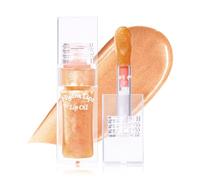 Prreal Fruit Color Changing Lip Oil, Moisturizing Shimmer Lip Oil with Big Brush Head, Hydrating Temperature Color Change Lip Gloss Lip Grow, Plumping Lip Oil Tinted for Lip Care,03 Orange