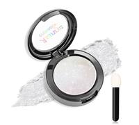 Prreal Glitter Eyeshadow, High Pigment Eyeshadow Pearl, Shimmering Eyeshadow Palette with Brush Applicator and Mirror, Waterproof Eyeshadow Powder Highlighter, Eyeshadow Mono Eye Makeup,White
