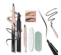 Prreal Microblading Eyebrow Pen Set,2 in 1 Dual Ended Eyebrow Pencil Precise with Spiral Brush,Replaceable Core,Eye Brow Razor, Waterproof Liquid Eyebrows Pen,Hair-Like Natural 3D Brows, Grey Brown