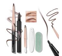 Prreal Microblading Eyebrow Pen Set,2 in 1 Dual Ended Eyebrow Pencil Precise with Spiral Brush,Replaceable Core,Eye Brow Razor, Waterproof Liquid Eyebrows Pen,Hair-Like Natural 3D Brows, Brown