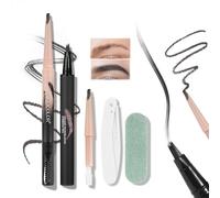 Prreal Microblading Eyebrow Pen Set,2 in 1 Dual Ended Eyebrow Pencil Precise with Spiral Brush,Replaceable Core,Eye Brow Razor, Waterproof Liquid Eyebrows Pen,Hair-Like Natural 3D Brows, Grey Black