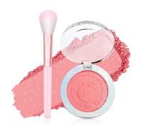 Prreal Pearl Powder Blush with Brush, Fine Lightweight Blushes for Cheeks, All-Day Wear Highlighter Glitter Blusher Powder Palette, Face Makeup Set#01
