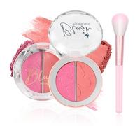 Prreal Powder Blush, 2-in-1 Color Blush with Matte and Shimmer, Radiant Blush Growing, Blendable Formula Powder Blusher Palette Eyeshadow, Fine Lightweight Face Blusher Makeup,#02